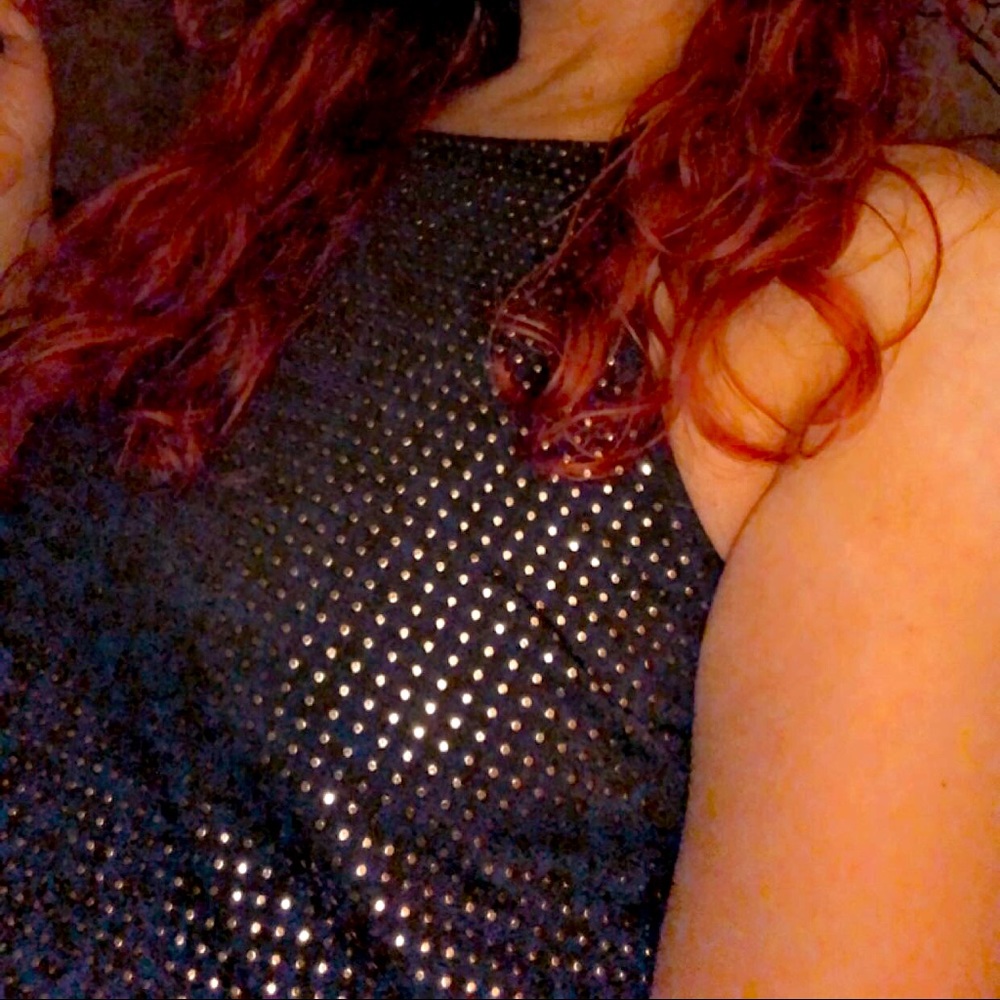 S Forever 21 black w/ gold dots Halter tank top